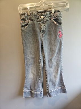 Baby Phat Light Blue Denim Jeans with Pink Embroidery